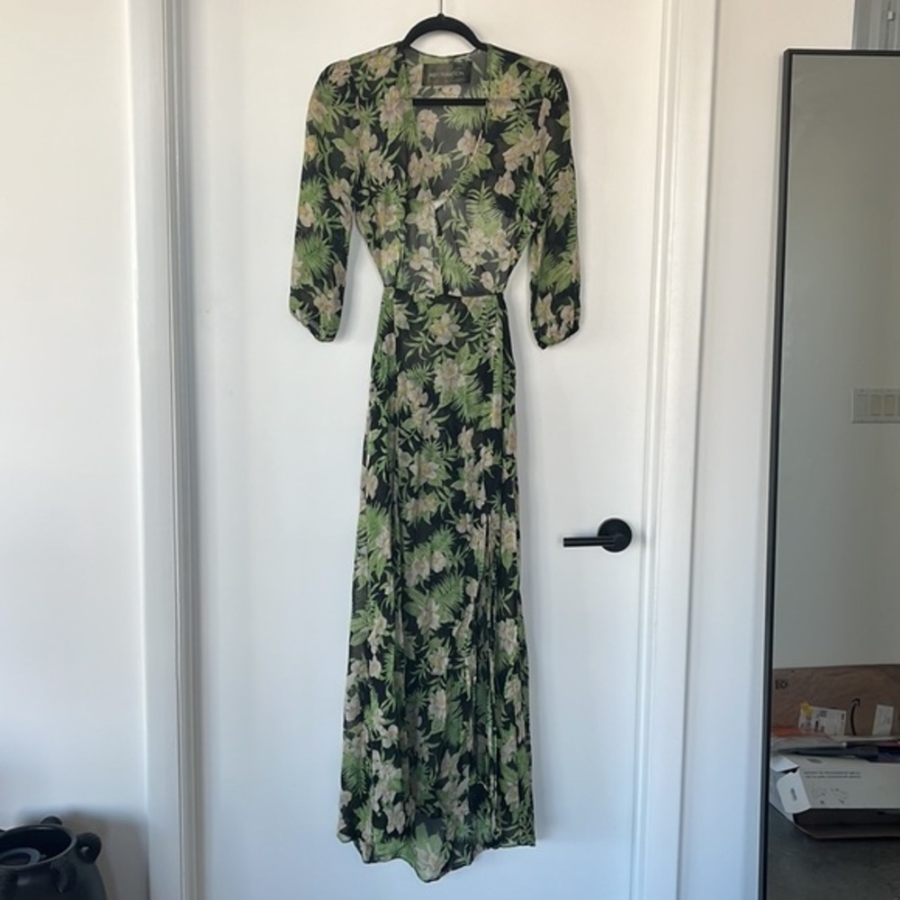 Reformation floral long dress sheer maxi botanica S cutout long sleeve - Picture 4 of 12